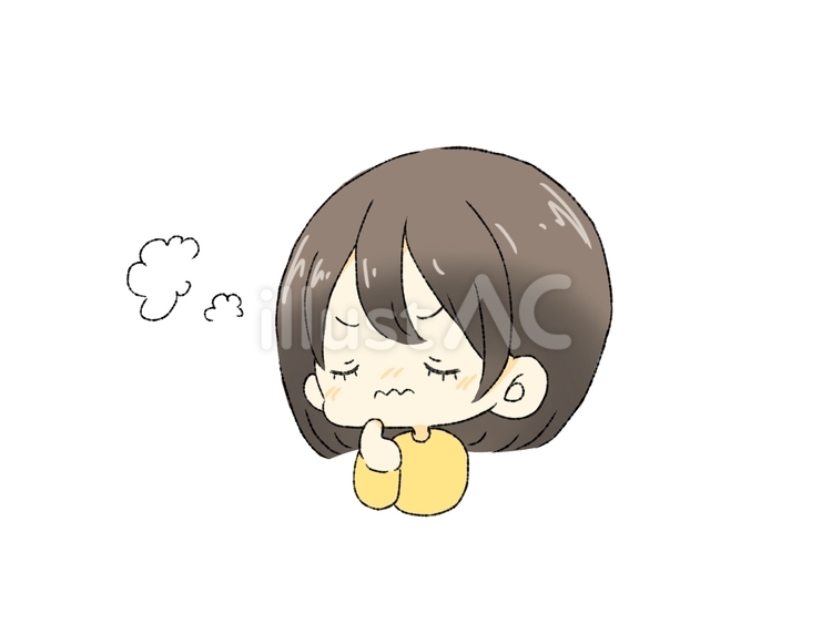 考えごとをしている普通の女の子 シンプル,女の子,考え事のイラスト素材