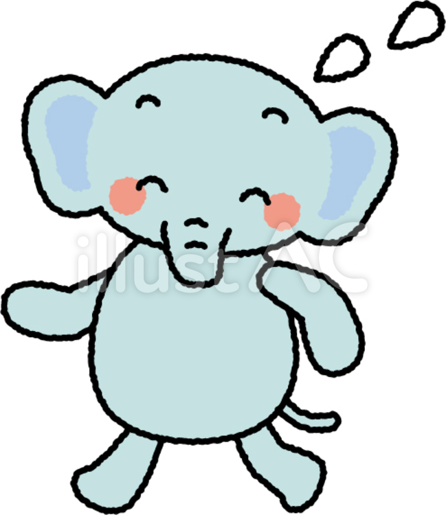動物のかけっこ：ゾウ 動物,アニマル,かわいいのイラスト素材
