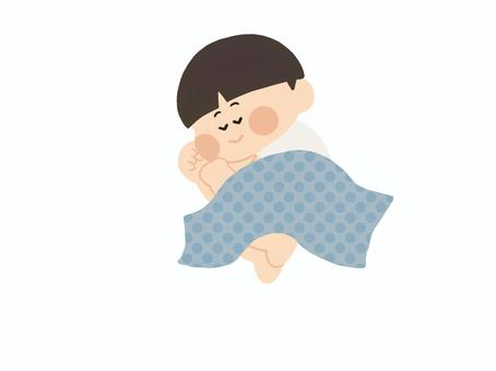お昼寝する子供_２ 寝る,子供,小学生,小児,幼児,保育,男の子,１人,男子,就寝のイラスト素材
