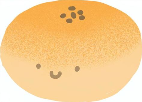 ゆるかわ系パンイラスト-つぶあんぱん パン,あんぱん,つぶあん,朝ごはん,パン屋,カフェ,ベーカリー,おいしい,ゆるかわ,ほっこりのイラスト素材
