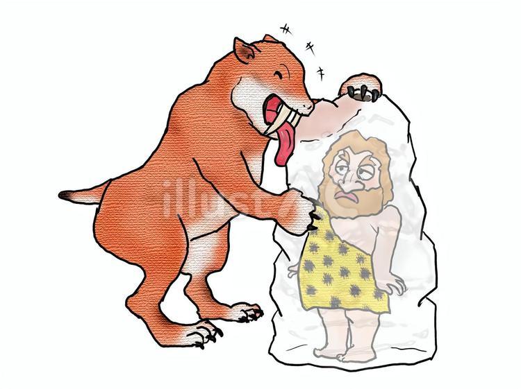 俺、このアイス大好きっ！ 動物,サーベルタイガー,原始時代のイラスト素材