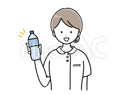 水分補給を勧める女性看護師(熱中症対策)