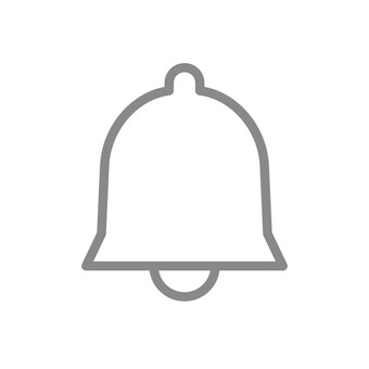 通知マーク（枠・グレー） 通知,アイコン,通知マーク,ベル,お知らせ,グレー,シンプル,線画,枠,イラストのイラスト素材