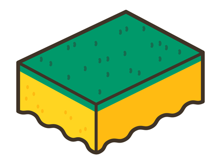 掃除_スポンジ02 スポンジ,ウレタンスポンジ,キッチンスポンジ,掃除用具,掃除道具,道具,用具,クリーナー,不織布,掃除のイラスト素材