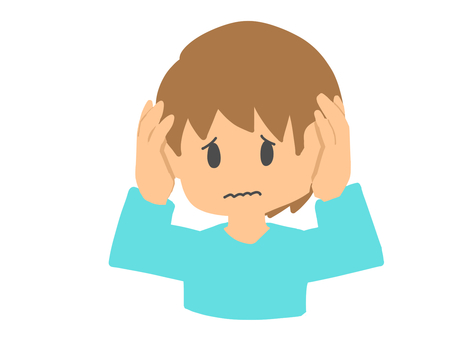 困っている男性 困る,男の人,弱る,頭痛,ストレス,体調不良,病気,脳卒中,疾患,主線なしのイラスト素材