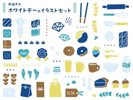 White Day motif illustration material set, JPG, PNG and AI White Day motif illustration material set, , JPG, PNG and AI