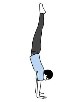 ヨガポーズ_下向きの木のポーズ_02 手書き,ヨガ,ヨガポーズ,下向きの木のポーズ,バランス,ストレッチ,フィットネス,線画,男性,健康のイラスト素材