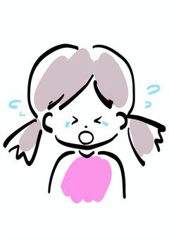 泣いている女の子 泣く,号泣,女の子,かわいい,子供,手書き,ラフタッチ,ベクター,顔,表情のイラスト素材