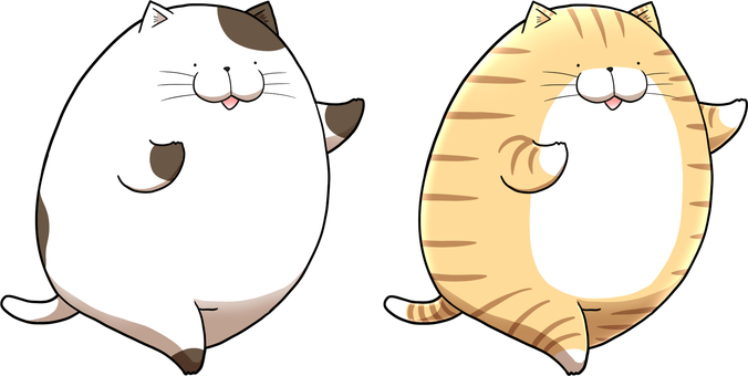 突っ張りするネコ ネコ,動物,ペット,丸い,ゆるい,かわいい,茶トラ,相撲,突っ張り,スポーツのイラスト素材