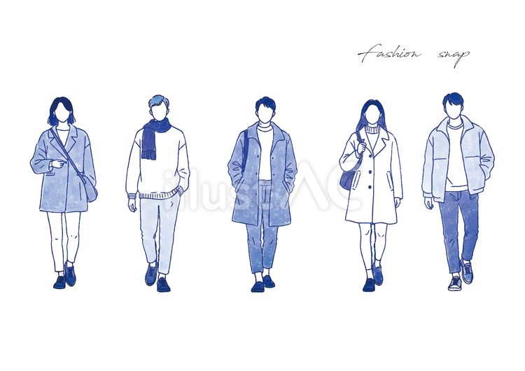 手書きのおしゃれな人たち、ファッション おしゃれ,ファッション,服のイラスト素材