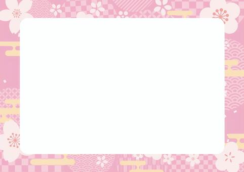桜と梅の春の和柄フレーム02_26 フレーム,枠,背景,桜,梅,和風,和柄,和,正月,新春のイラスト素材