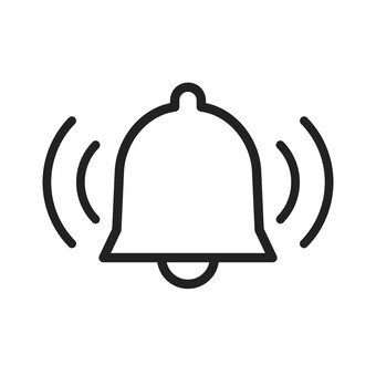 通知マーク（アラート・枠・黒） 通知,アイコン,通知マーク,ベル,アラート,警報,お知らせ,黒,シンプル,線画のイラスト素材