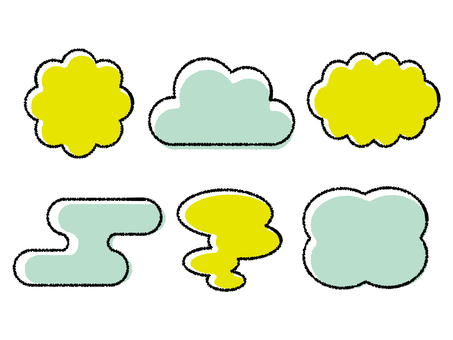 じわじわ線の色々雲型フレームセット03 フレーム,背景フレーム,枠,背景枠,雲型,雲,見出し,飾り枠,味があるのイラスト素材