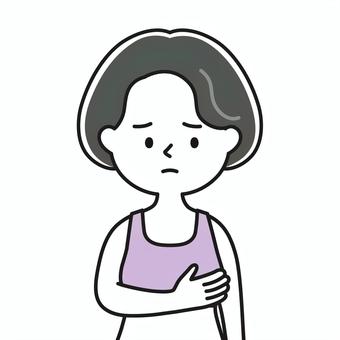乳房痛 上半身 下着_顔白-影 GBW 女性,ミセス,乳房,乳腺症,線維腺腫,しこり,乳がん,セルフチェック,ピンクリボン,乳腺のイラスト素材