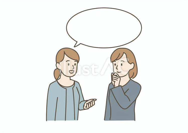 会話する女性たちと吹き出しのフレーム フレーム,吹き出し,会話のイラスト素材
