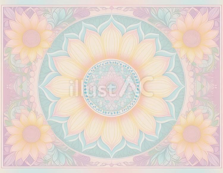 ひまわり曼荼羅模様の壁紙 ひまわり,花,模様のイラスト素材