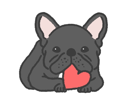 french bulldog and heart, , JPG and PNG