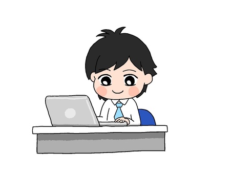 person who uses a computer 4, hand drawn, male, black hair, JPG and PNG