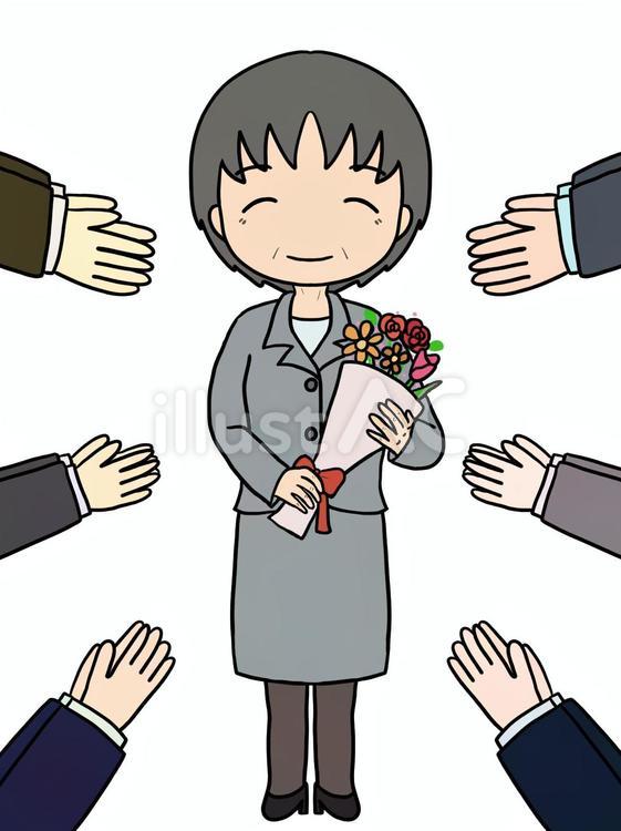 【周りあり】花束を持つ女性2（笑顔） 女性,花束,全身のイラスト素材