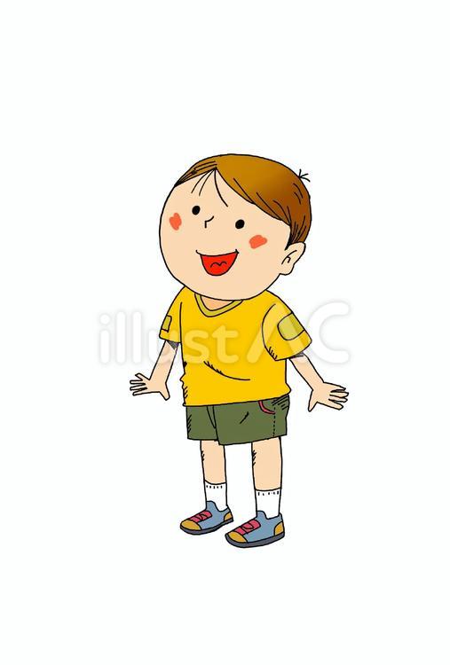 空を見上げて笑う男の子 人物,男の子,子供のイラスト素材