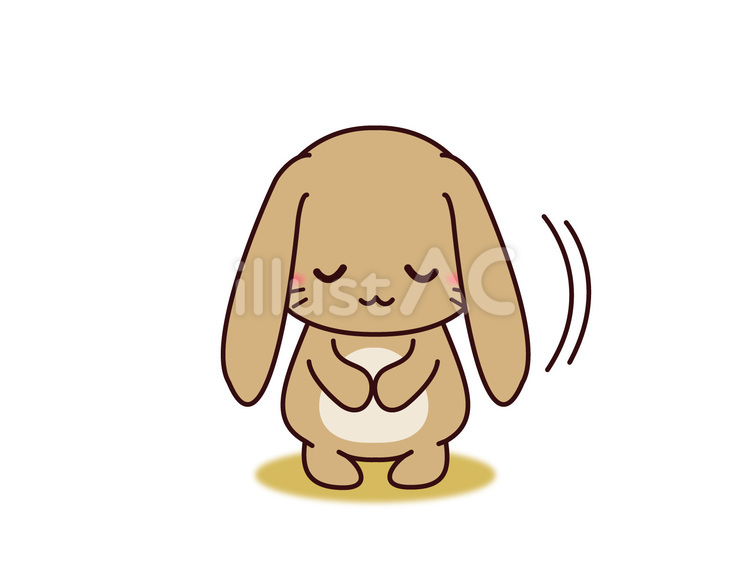 垂れ耳うさぎさん（お辞儀、すみません） うさぎ,兎,ラビットのイラスト素材