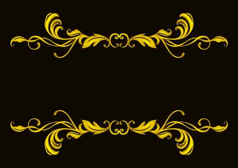金のエレガンスフレーム2025②黒背景 エレガント,フレーム,飾り枠,クラシック,デコレーション,イラスト,手描き,水彩,ゴールド,葉のイラスト素材