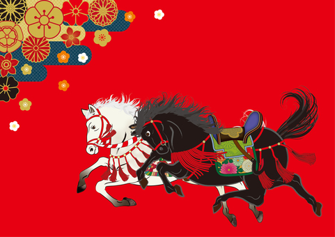 馬イラスト55 馬,白馬,黒馬,駿馬,競走馬,午,干支,十二支,筆書き,動物のイラスト素材