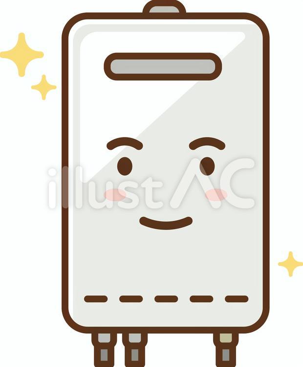 新品の給湯器のイラスト(擬人化) 給湯器,ガス,新品のイラスト素材