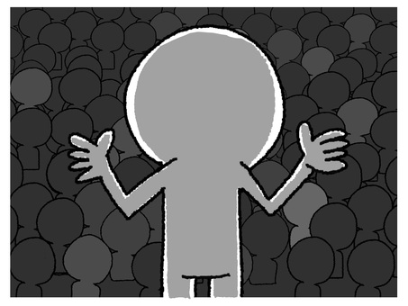 演説 シルエット,演説,影,後ろ姿,暗闇,人々,pop調,手描き,素材,商用可のイラスト素材