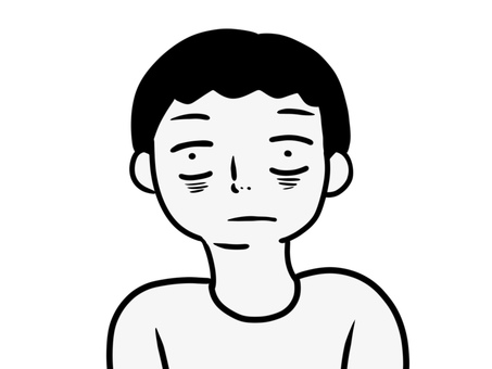 目の下にクマのある男性 目の下にクマのある男性 人物,男性,男の子,人間,モノクロ,手書き,手描き,シンプル,くま,人物素材のイラスト素材