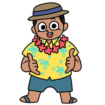 ハワイの人 人,南国,ハワイアン,伝統衣装,花飾りのイラスト素材