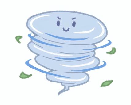 顔のある台風 台風,風,強風,暴風,危険,渦,葉っぱ,イラスト,手書き,顔のイラスト素材