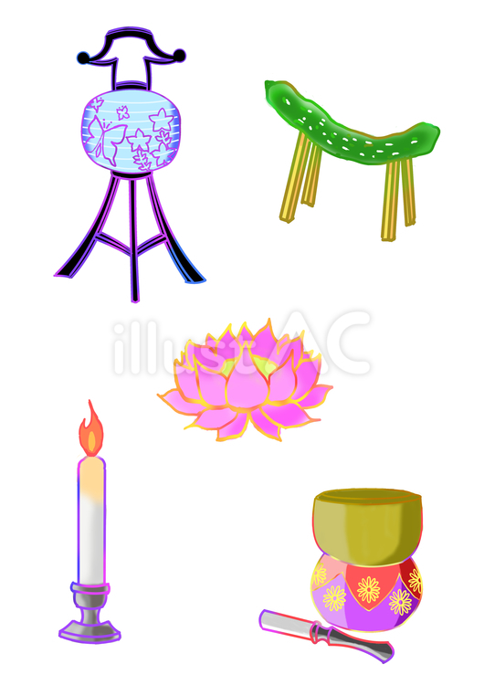 お盆 お盆,ろうそく,りんのイラスト素材