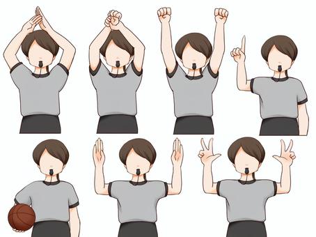 バスケ審判1_9 バスケットボール,審判,ハンドサイン,ジェスチャー,ファール,ファウル,試合,ボールのイラスト素材