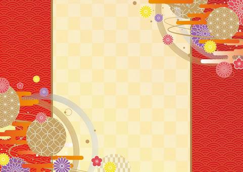 Gorgeous Japanese style background material, japanese style, and handle, flower, JPG and AI