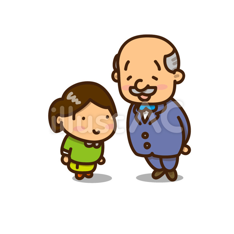 校長先生に挨拶する女の子のイラスト あいさつ,挨拶,挨拶週間のイラスト素材
