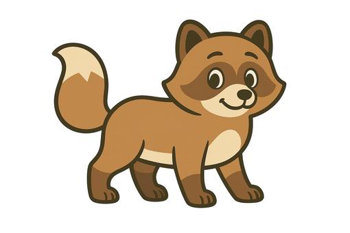 タヌキのアニメ風イラスト