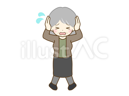 頭をかかえる高齢の女性