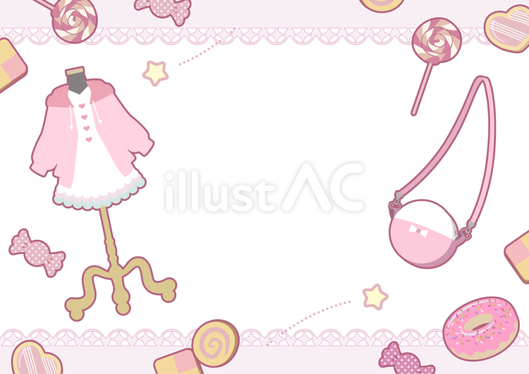 ゆめかわファッションとお菓子(ピンク) パーカー,ワンピース,フリルのイラスト素材