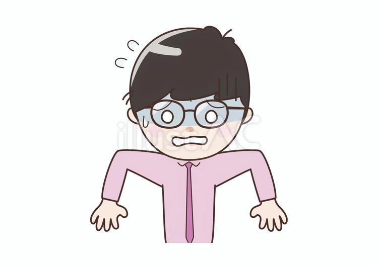 驚いて焦っている会社員シャツ姿 ショック,失敗,ビックリのイラスト素材