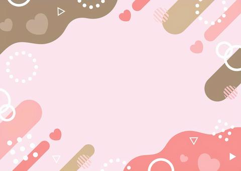 幾何学模様とハートのバレンタイン背景 バレンタイン,バレンタインデー,背景,幾何学,フレーム,ハート,2月,枠,飾り枠,冬のイラスト素材