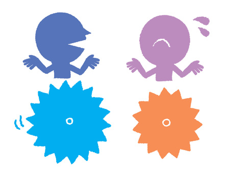 噛み合わないギア シルエット,汗,話す,リアクション,噛み合い,ギア,イメージ,pop調,手描き,挿絵のイラスト素材