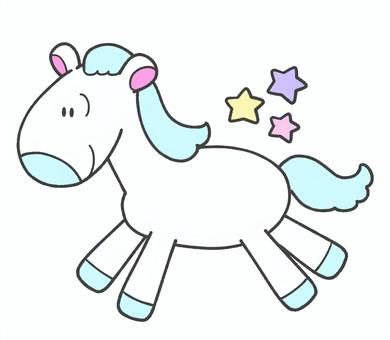 かわいい馬の手描きイラスト4 かわいい馬の手描きイラスト4 馬,かわいい,手描き,生き物,動物,挿絵,走る,白馬,ファンシー,ゆめかわのイラスト素材
