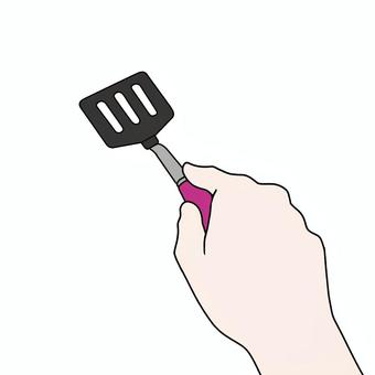 フライ返しを持つ手 フライ返しを持つ手 フライ返し,ターナー,手,キッチン用品,調理器具,料理,調理,家事,台所,生活のイラスト素材