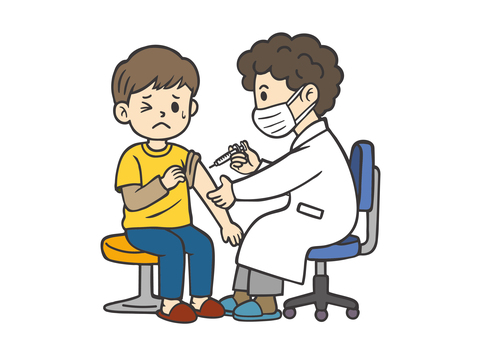 男性医師と男性患者-2-注射 医者,医師,ドクター,先生,白衣,患者,注射,お医者さん,研究員,病院のイラスト素材