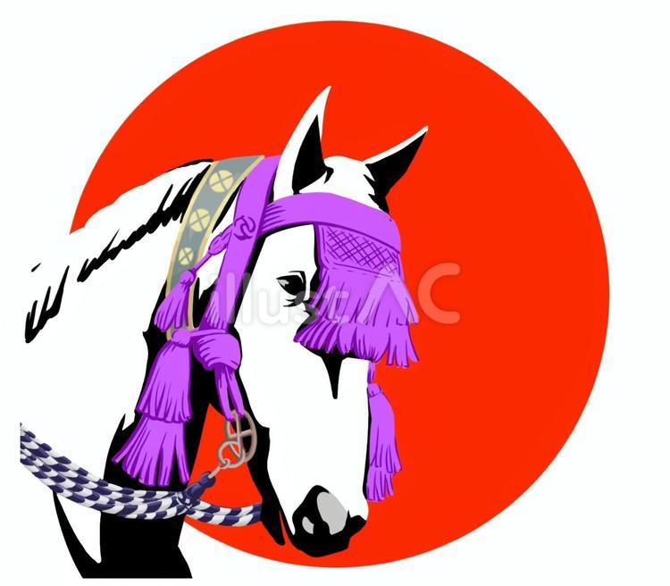 祭り馬と日の丸 馬,日の丸,祭事のイラスト素材