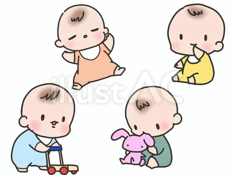 赤ちゃんいろいろ 赤ちゃん,すやすや,おすわりのイラスト素材