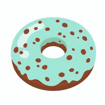 チョコミントドーナツのアイコン ドーナツ,お菓子,チョコレート,ミント,デザート,おやつ,チョコ,甘い,洋菓子,食べ物のイラスト素材