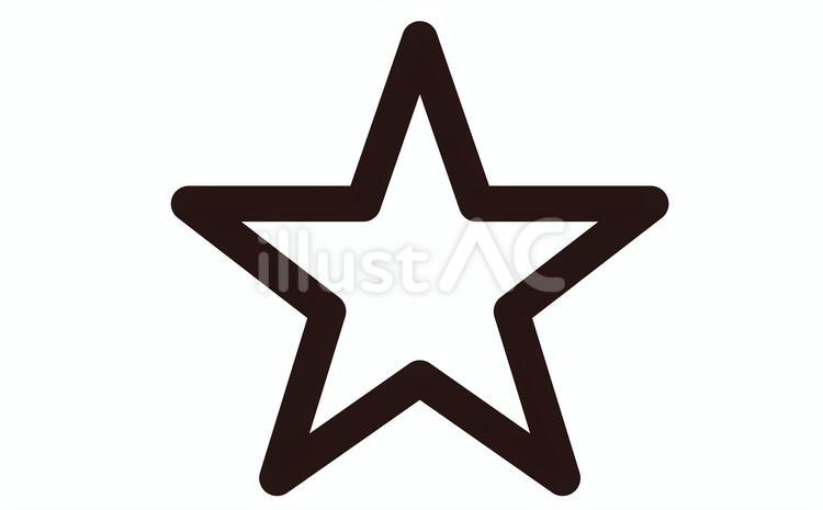星　線画5　黒 星,手描き,かわいいのイラスト素材