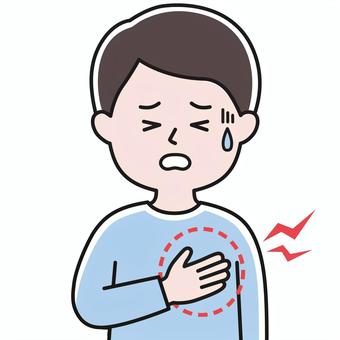 鋭い痛み 上半身 胸痛丸_影 SHM 男性,胸,胸痛,心臓,発作,狭心症,心筋梗塞,胸の締め付け,圧迫感,高血圧のイラスト素材